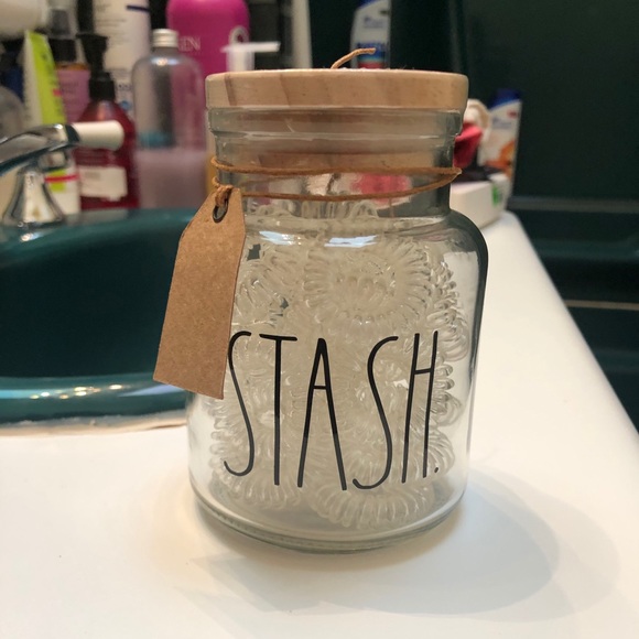Rae Dunn Accessories - NEW RAE DUNN STASH JAR WITH SPIRAL HAIR TIES